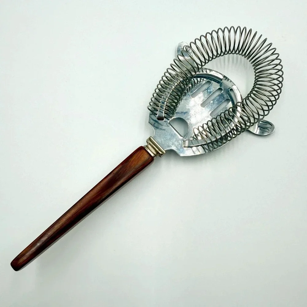 Vintage Mid Century Modern Faux Wood Handle Bar Tool Set Chrome Hanging Rack MCM